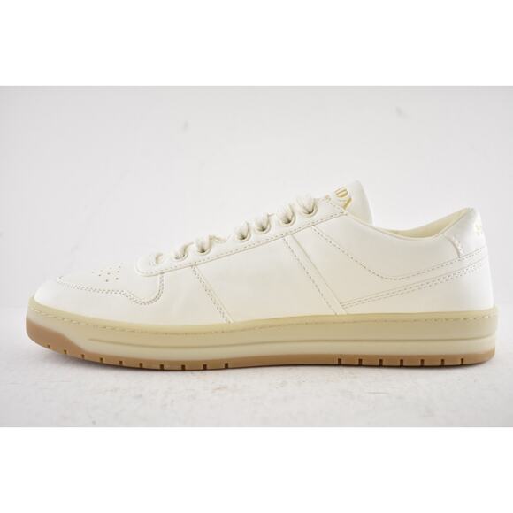 Prada Downtown Ivory Nappa Leather Gold Logo Flat Low Top Trainer Sneaker 41 - Picture 14 of 16